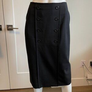 Hugo Boss Designer Vtg Nautical Inspired Virgin Wool Pencil Skirt Navy Sz 10